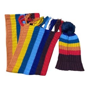 2 Piece Multicolor scarf and beanie bundle